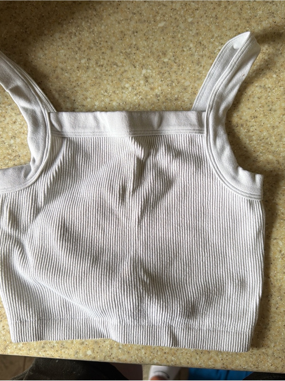Cotton On Cream Ribbed Square-Neck Crop Top